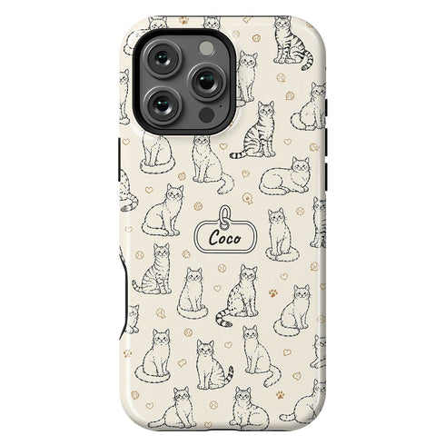 Personalized Cat Doodle Tag iPhone Case