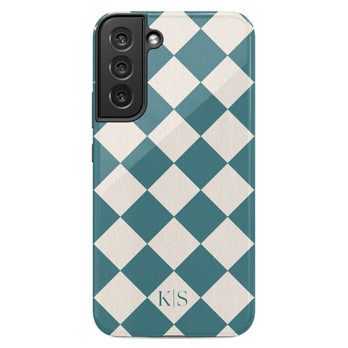 Custom Initials Argyle Checkerboard Galaxy Case