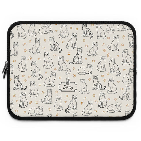 Personalized Cat Doodle Tag Laptop Sleeve