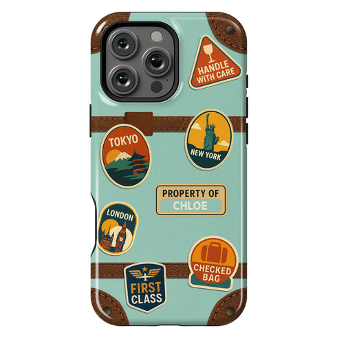 Personalized Vintage Suitcase Sticker iPhone Case