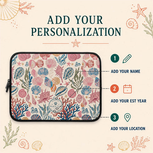 Personalized Beach Club Society Laptop Sleeve