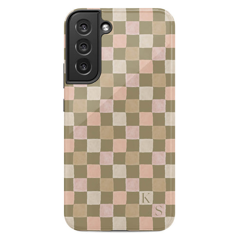 Custom Initials Watercolor Checkerboard Galaxy Case