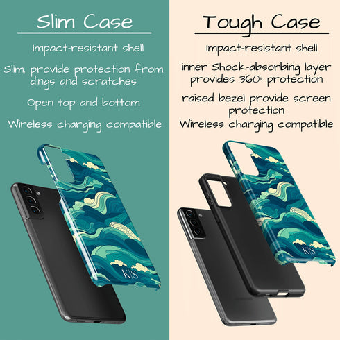 Custom Initials Tropical Turquoise Ocean Waves Galaxy Case