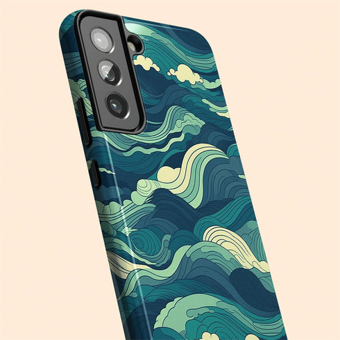 Custom Initials Tropical Turquoise Ocean Waves Galaxy Case