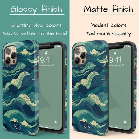 Custom Initials Tropical Turquoise Ocean Waves iPhone Case