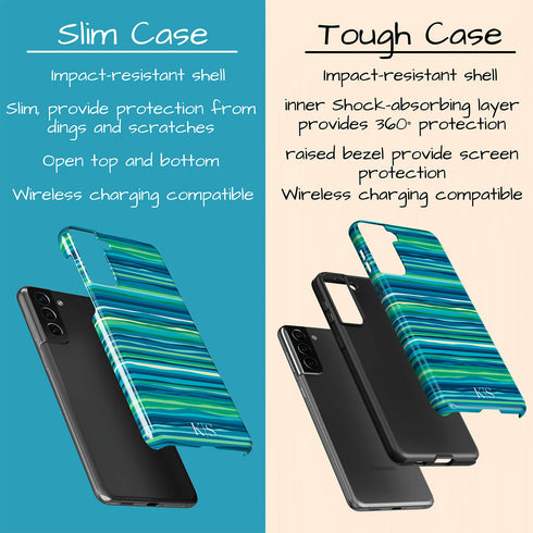 Custom Initials Tropical Turquoise Stripes Galaxy Case