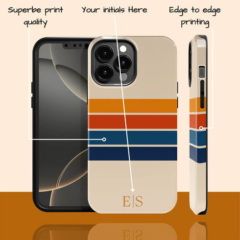 Custom Initials Retro Stripes iPhone Case