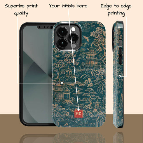 Personalized Golden Pagoda Garden iPhone Case
