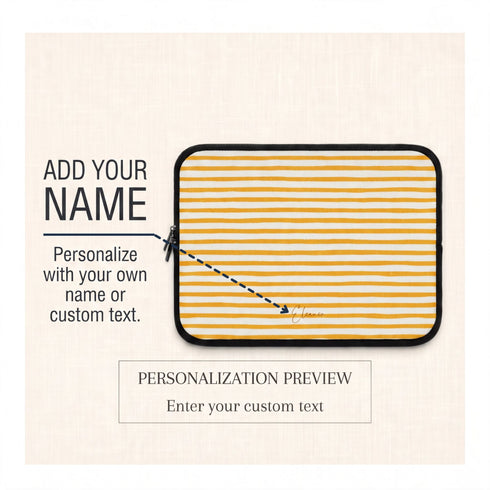 Personalized Coastal Stripes Laptop Sleeve