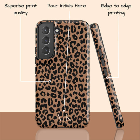 Chocolate Leopard Custom Initials Galaxy Case