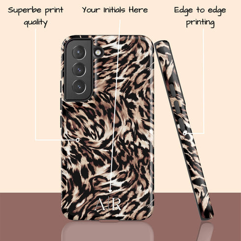 Custom Monogram Initials Fierce Leopard Galaxy Case