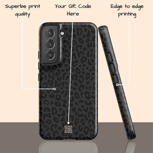 Custom QR Code Dark Leopard Galaxy Case