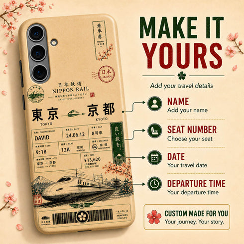 Personalized Vintage Japanese Train Ticket Galaxy Case