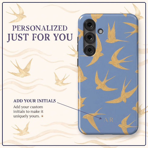 Personalized Golden Swallows Galaxy Case