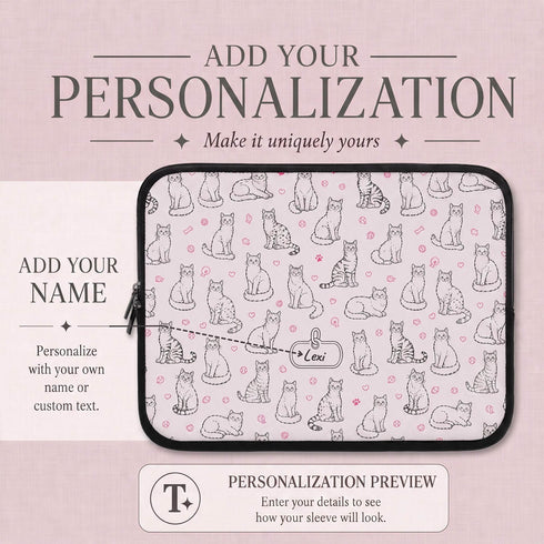 Personalized Cat Doodle Tag Laptop Sleeve