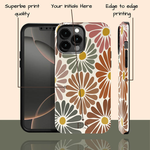 Custom Initials Abstract Flowers iPhone Case - V3