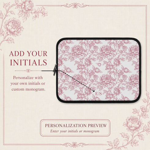 Personalized French Toile De Jouy Laptop Sleeve