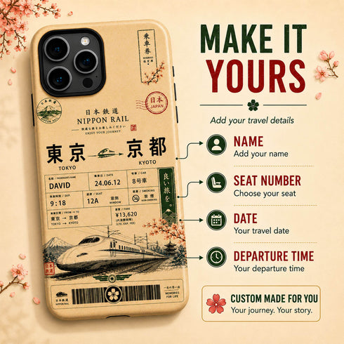 Personalized Vintage Japanese Train Ticket iPhone Case