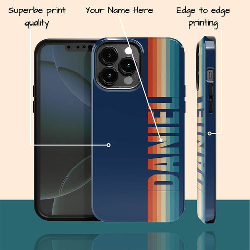 Custom Name Retro Rainbow Stripes iPhone Case