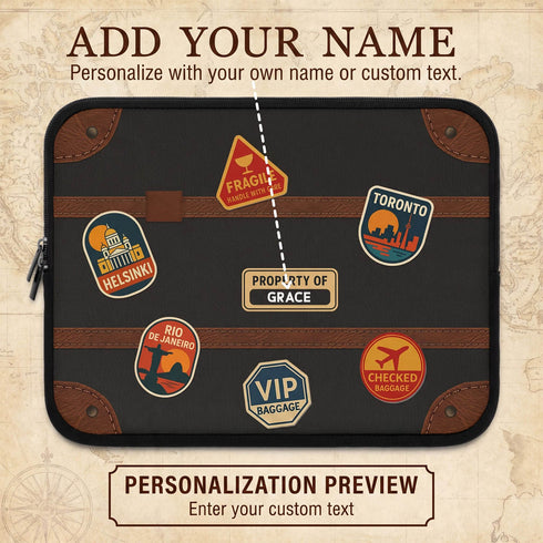 Personalized Travel Sticker Suitcase Laptop Sleeve