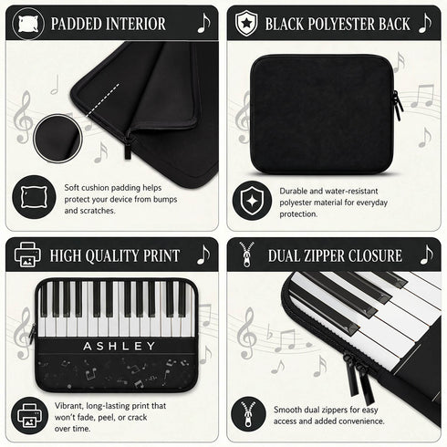Personalized Piano Keys Laptop Sleeve