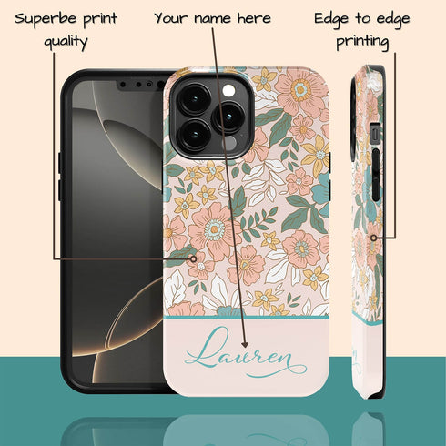 Custom Name Spring Floral Cottagecore iPhone Case