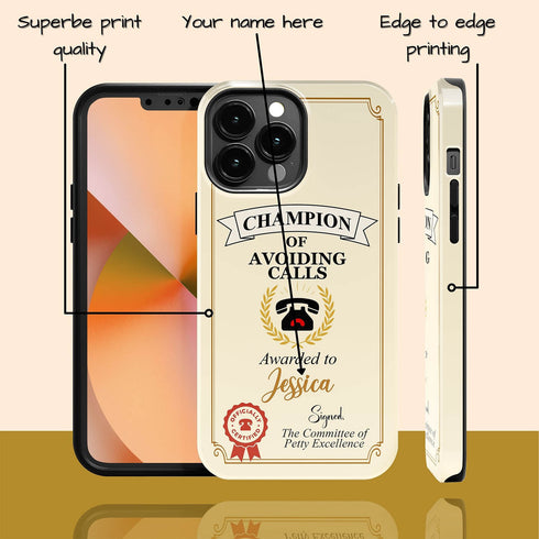 Personalized Introvert Champion of Avoiding Calls iPhone Case