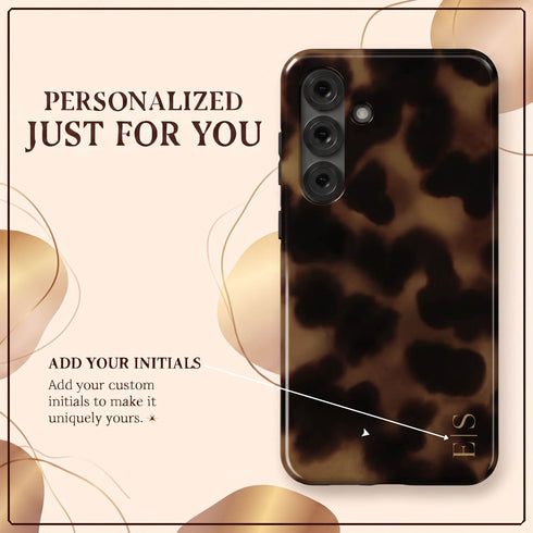 Personalized Amber Tortoise Vertical Initials Galaxy Case