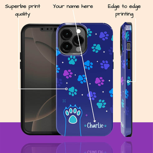 Custom Name Cat Paws iPhone Case