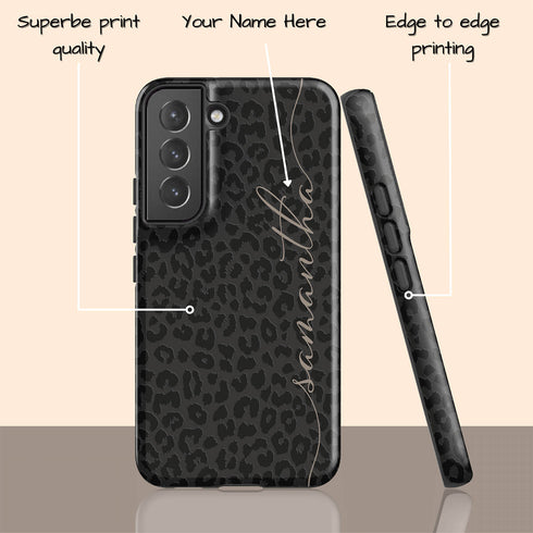 Leopard Custom Calligraphy Name Galaxy Case - Vertical