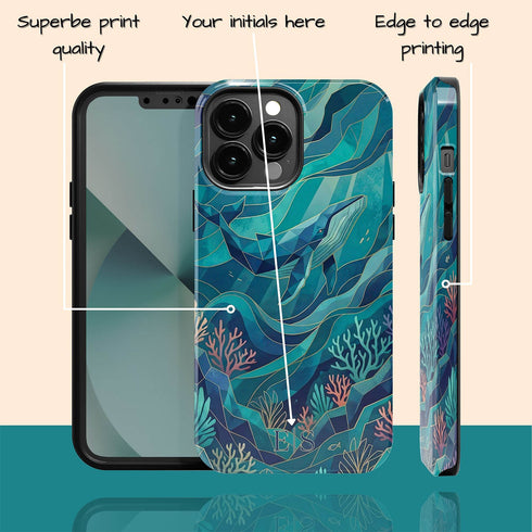 Personalized Polygon Glass Whale iPhone Case
