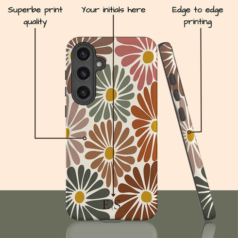 Custom Initials Abstract Flowers Galaxy Case - V3