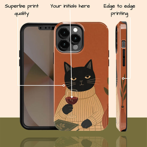 Personalized Zen Wine Cat iPhone Case