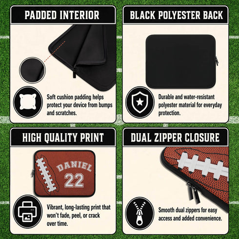Personalized Football Laptop Sleeve