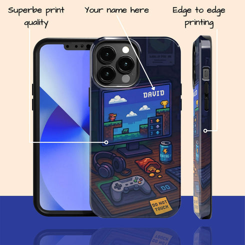 Personalized Retro Gamer Desktop iPhone Case