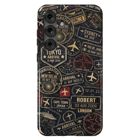Personalized Travel Stamp Galaxy Case - Name, Date & Favorite City