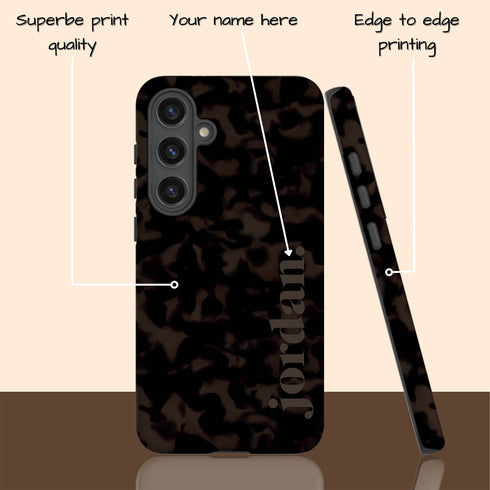 Custom Name Dark Tortoiseshell Serif Galaxy Case
