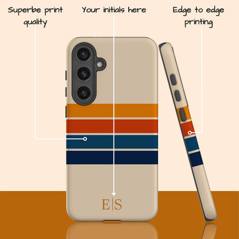 Custom Initials Retro Stripes Galaxy Case
