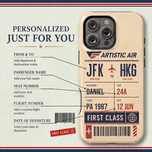 Personalized Artistic Air Boarding Pass iPhone Case