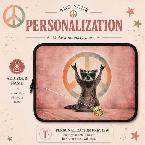 Personalized Groovy Raccoon Laptop Sleeve