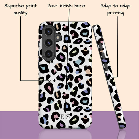 Custom Initials Candy Leopard Galaxy Case