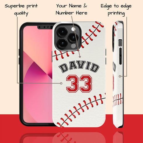 Custom Baseball Player & Number iPhone Case