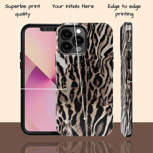 Custom Monogram Initials Chic Tiger iPhone Case