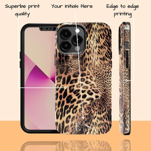 Exotic Leopard Custom Initials iPhone Case