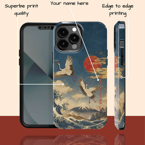 Personalized Cranes of Fuji iPhone Case