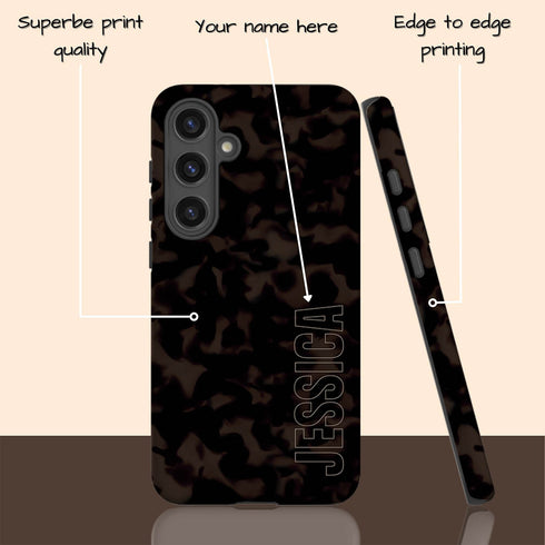 Custom Name Dark Tortoiseshell Galaxy Case - Vertical