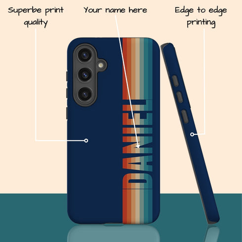 Custom Name Retro Rainbow Stripes Galaxy Case