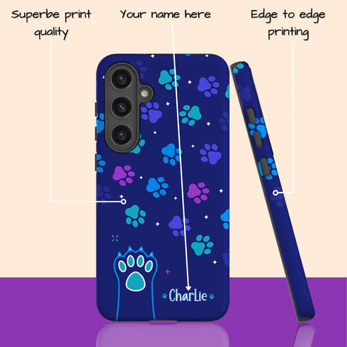 Custom Name Cat Paws Galaxy Case