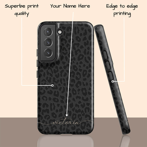 Leopard Custom Calligraphy Name Galaxy Case - Horizontal