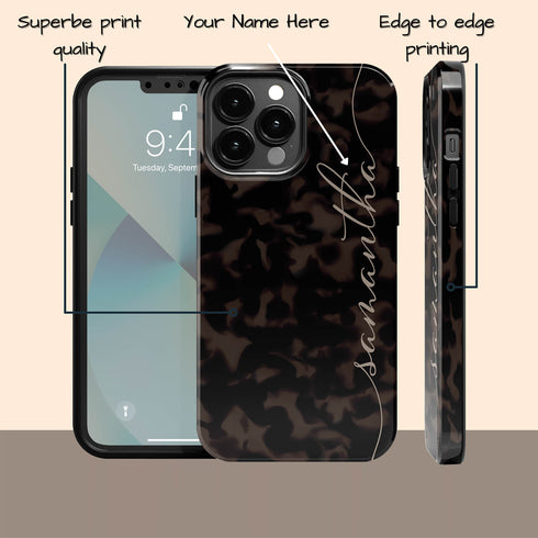 Custom Tortoiseshell Calligraphy Name iPhone Case